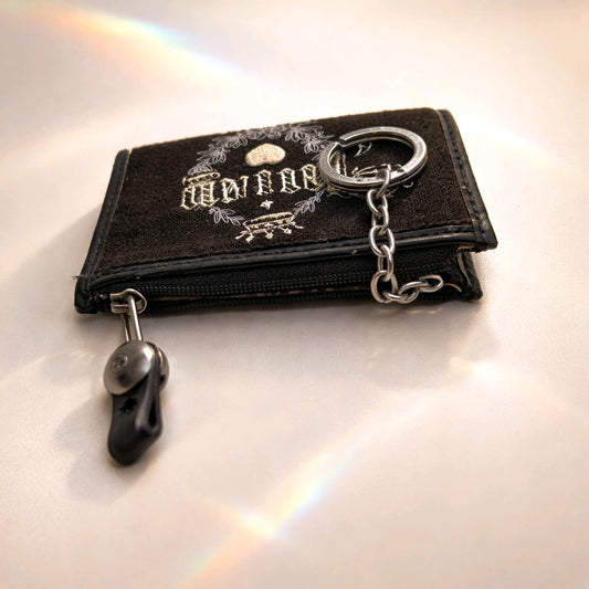 Juicy Couture Vintage Y2k Goth Velour Coin Card Keychain Zipper Embroidered