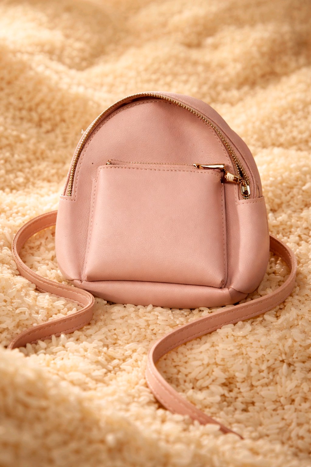 Miniso Mini Backpack Pu Leather Zips Pouch Travel Adjustable Chic Casual