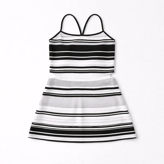 Lululemon Power Y Tank Racerback Luon Lycra Shelf Bra Spaghetti Straps Striped