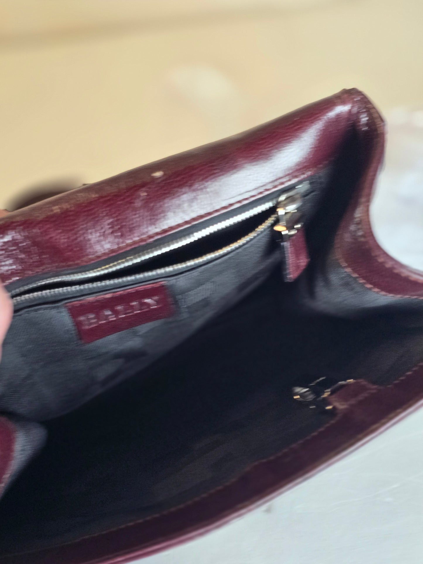 Bally 70s Mirror Calfskin Leather Chain Shoulder Bag — Oxblood