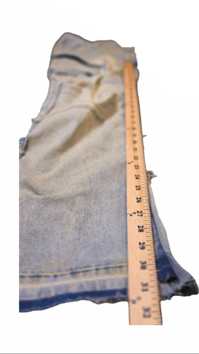 Victorious Casual Raw Bootcut Denim Cargo Distressed Button Flap Closures Zipfee